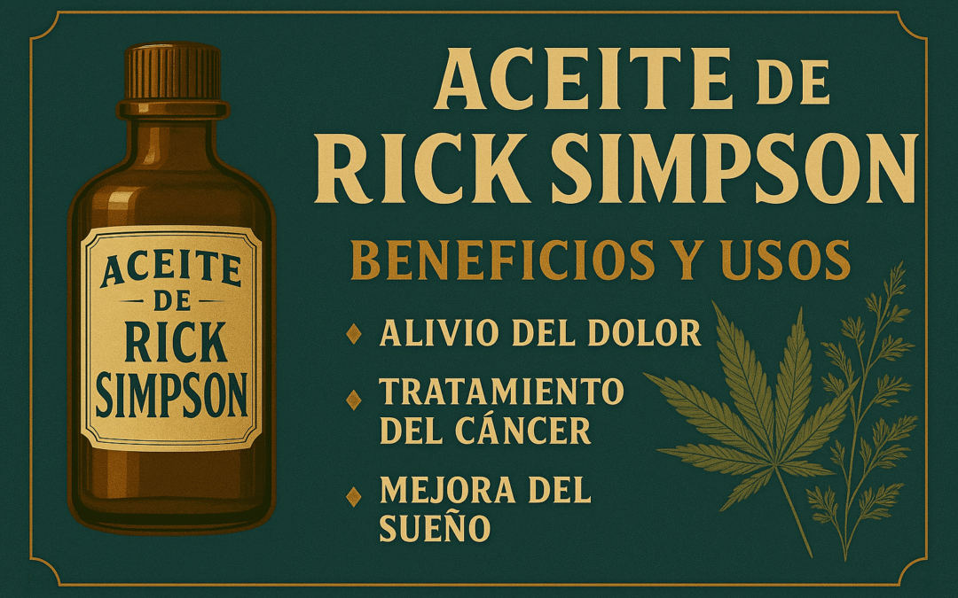 Ilustración vintage sobre el aceite Rick Simpson: información, usos y beneficios del RSO en formato educativo