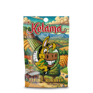 Envase de Flying Burrito Ketama CBD Hash con textura marrón dorada