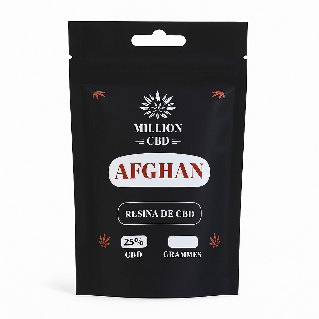Hash Afghan CBD 25% Million CBD resina aromática con textura resinosa y aroma terroso