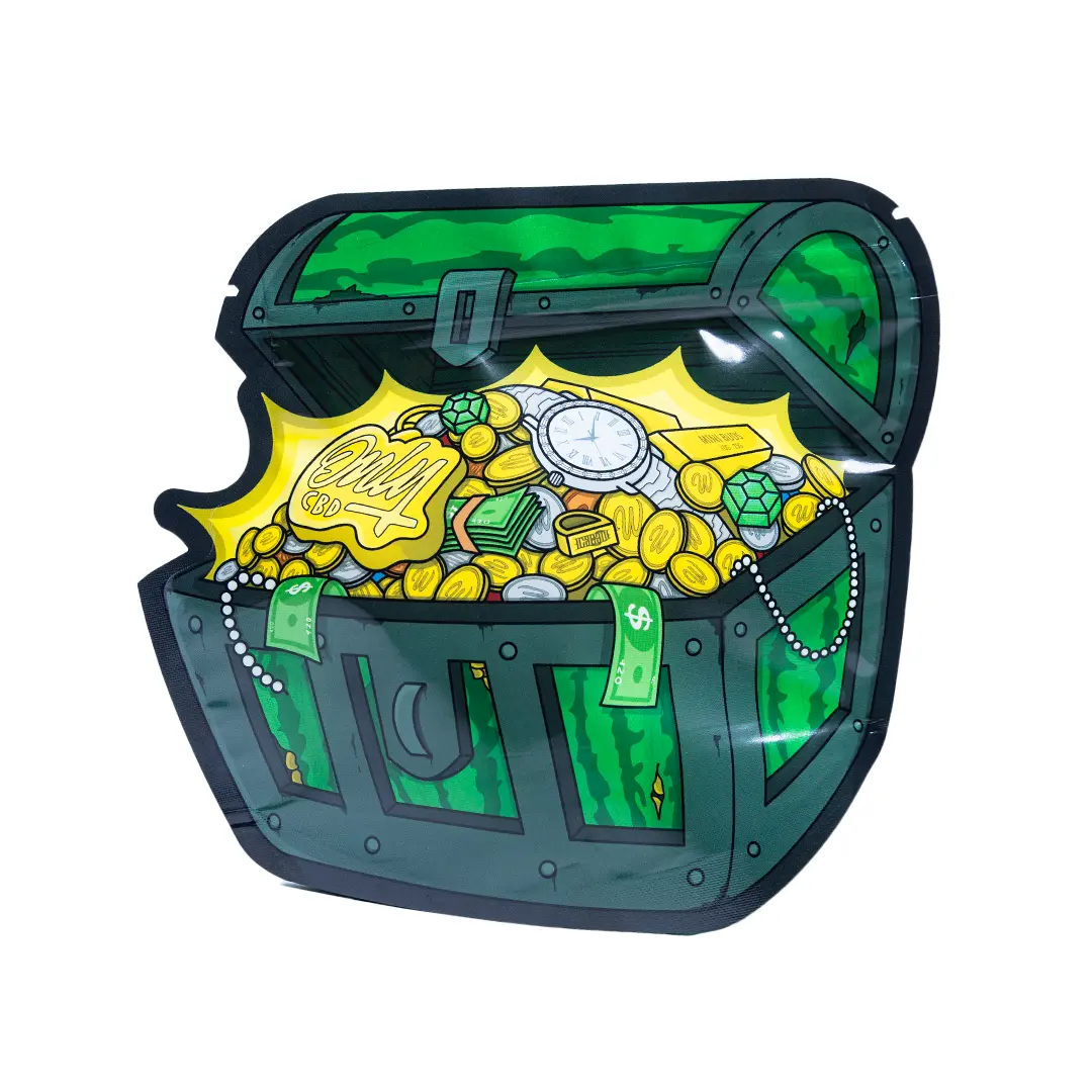 Tiny Gems 25 g – Only CBD, packaging cofre verde con monedas